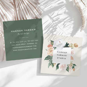 Boho Blooms Watercolor Floral Square Business Card