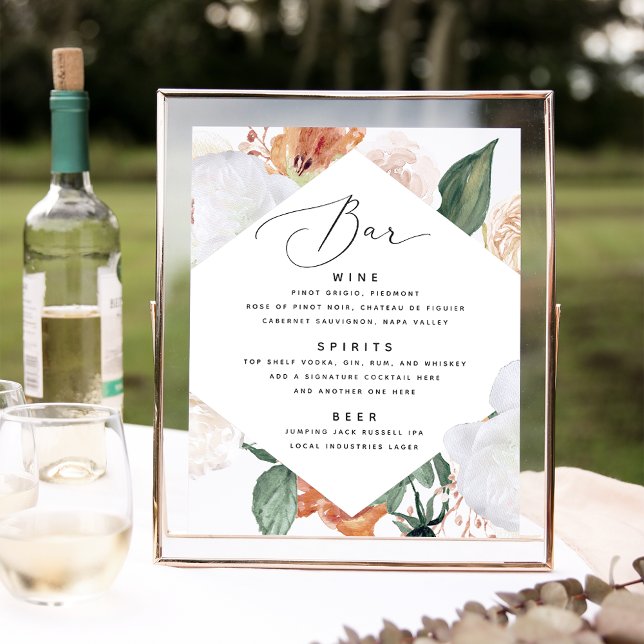 Boho Blooms Wedding Bar Menu Sign (Creator Uploaded)