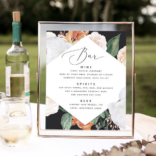 Boho Blooms Wedding Bar Menu Sign