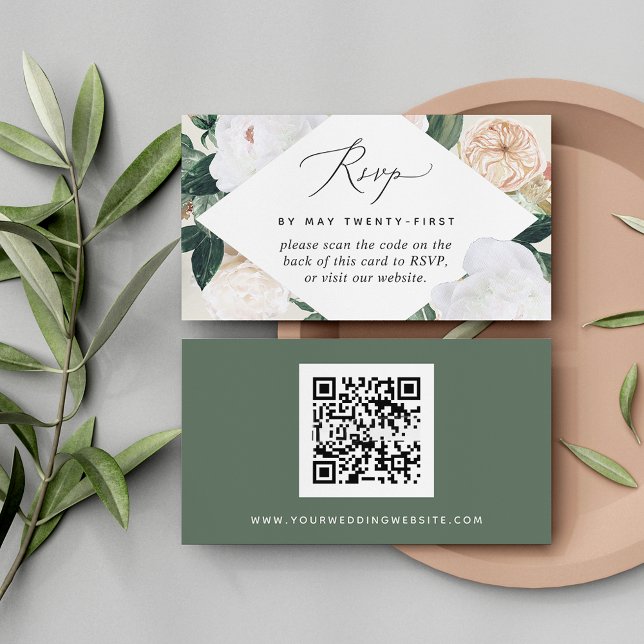 Boho Blooms Wedding QR Code RSVP Card (Creator Uploaded)