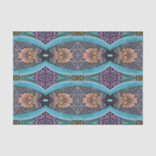 Boho Blue Abstract Graphic Pattern Tissue Paper