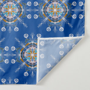 Boho Blue and Brown Hand Drawn Mandala Art Tapestry