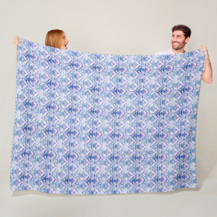 Boho Blue and Purple Pattern Cozy Fleece Blanket
