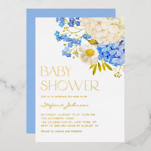 Boho Blue and White Hydrangeas Baby Shower