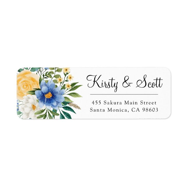 Boho Blue and Yellow Summer Flowers Wedding (Front)