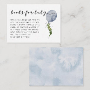 Boho Blue Balloon Baby Shower Book Request  Enclosure Card
