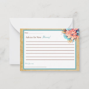 Boho Blue Bear Baby Shower Advice for Mommy Card