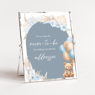 Boho Blue Bear Balloon Envelope Station Poster