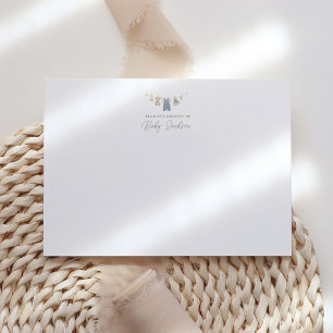 Boho Blue Boy Baby Clothes Baby Shower Thank You Card