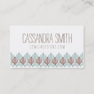Boho Blue & Brown Business Card