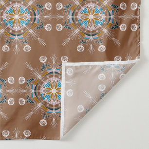 Boho Blue Brown Hand Drawn Mandala Art Tapestry