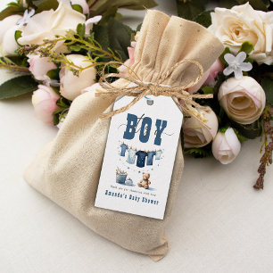 Boho Blue Clothesline Sweet Its a Boy Baby Shower Gift Tags