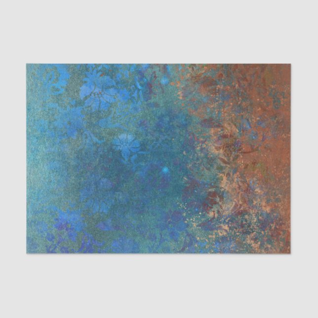 Boho Blue Copper Rustic Tissue Paper (Front)