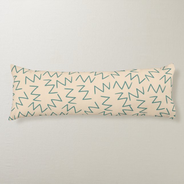 Boho Blue Cream Zig Zag Stylish Body Pillow (Front)