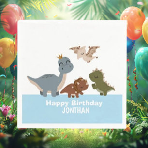 Boho Blue Dinosaur Party Napkin