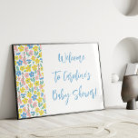 Boho Blue Ditsy Floral Custom Baby Shower Welcome Poster<br><div class="desc">Boho Blue Yellow Ditsy Floral Custom Baby Shower Welcome Sign Poster</div>