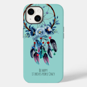 Boho Blue Dreamcatcher Fun Quote Feather Floral  Case-Mate iPhone 14 Case