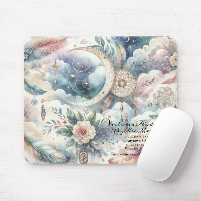 Boho Blue Dreamcatcher Psychic Reading Logo Mouse Pad (With Mouse)