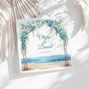Boho Blue Floral Arch Beach Wedding Napkin