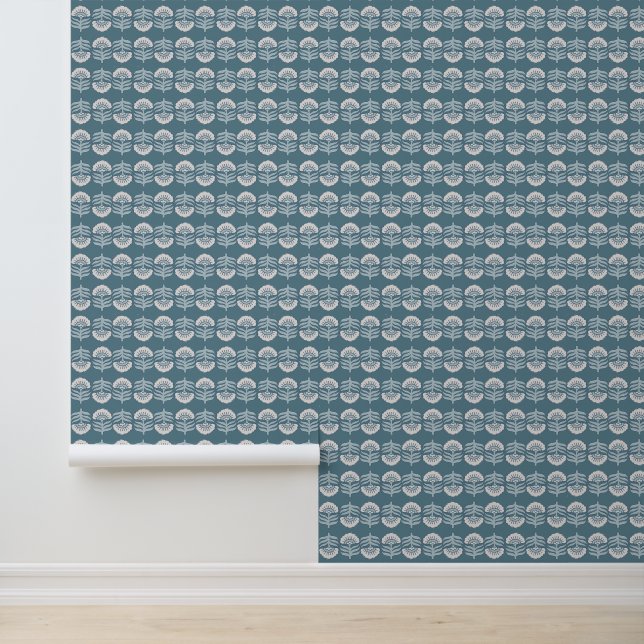 Boho Blue Floral Wallpaper (Application)
