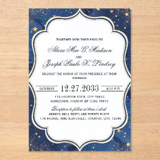 Boho Blue Florals Elegant Wedding Invitation