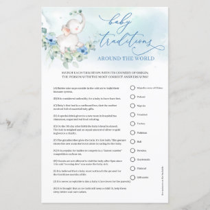 Boho blue flowers boy elephant Baby Traditions