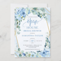 Boho blue flowers eucalyptus gold Open House