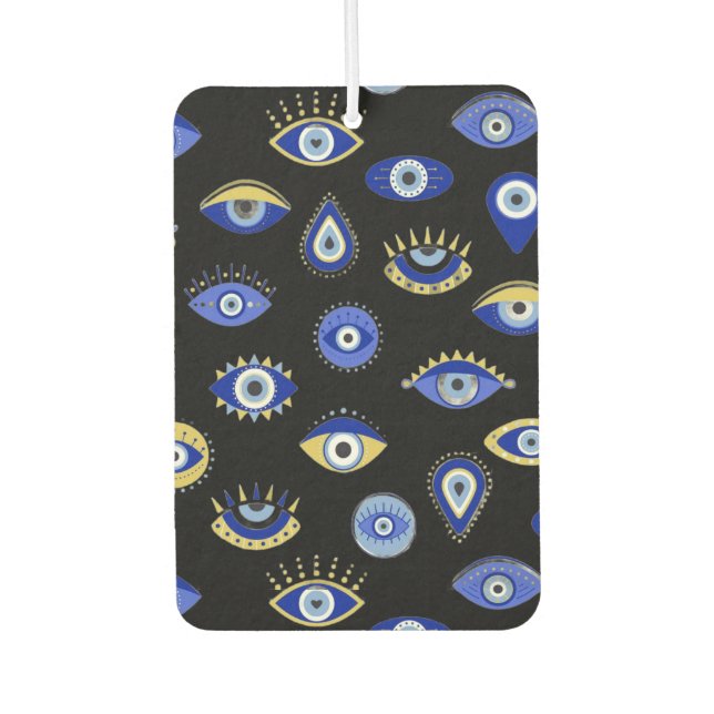 Boho Blue Gold Evil Eyes Air Freshener  (Front)