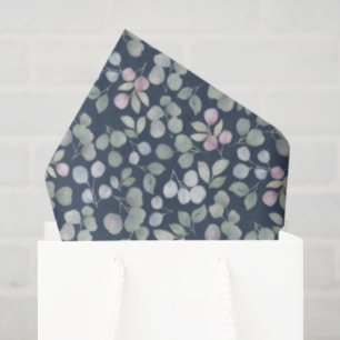 Boho Blue & Green Watercolor Eucalyptus  Tissue Paper