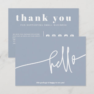 Boho Blue Hello Thank You Order Small Business Enclosure Card