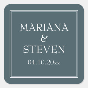 Boho Blue Modern Minimalist Square Sticker