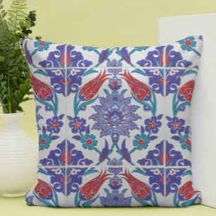 Boho Blue Moroccan Tile Throw Pillow