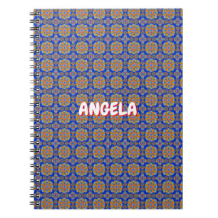 BOHO BLUE ORANGE GEO DESIGN NOTEBOOK