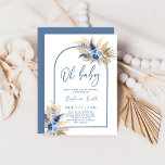 Boho Blue Pampas Grass Baby Shower Boy Invitation<br><div class="desc">Boho Blue Pampas Grass Baby shower invitation for baby boy</div>