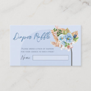 Boho Blue Pampass Grass Baby Games Diaper Raffle Business Card