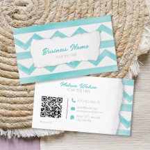 Boho blue pattern QR code coastal calm