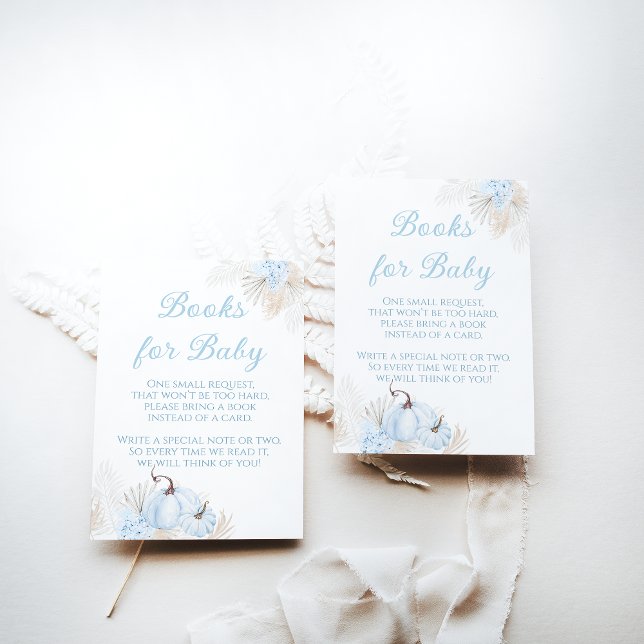 Boho Blue Pumpkin Fall Baby Shower Book Enclosure Card (Creator Uploaded)