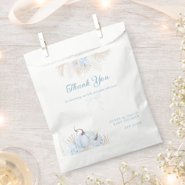 Boho Blue Pumpkin It's a Boy Fall Baby Shower Favour Bag (Clipped)