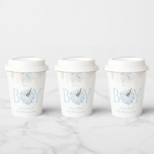Boho Blue Pumpkin It's a Boy Fall Baby Shower Paper Cups