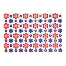 Boho Blue Purple Red Flowers Laminated Placemat