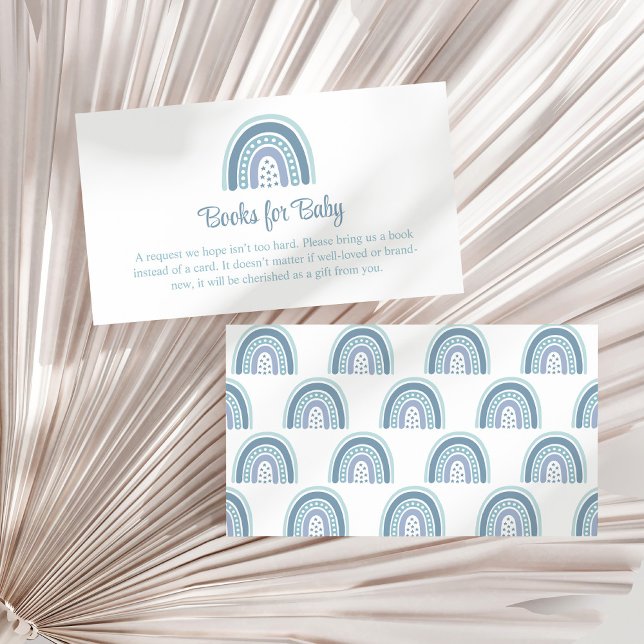 Boho Blue Rainbow Books for Baby Enclosure Card (Boho Blue Rainbow Books for Baby Enclosure Card on a sunny white dry palm leaf.)