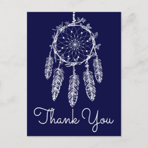 Boho Blue Thank You Dream Catcher Native American Postcard