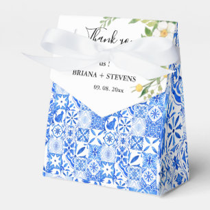 Boho Blue tile and Lemon Arch wedding Thank You   Favor Box
