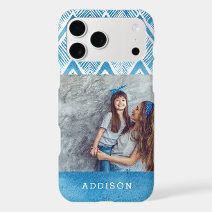 Boho Blue Watercolor Chevron   Monogrammed Photo