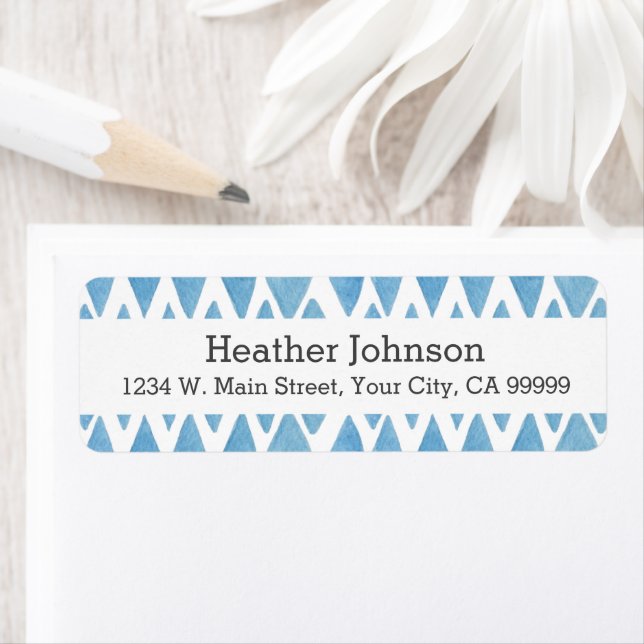 Boho Blue Watercolor Geometric Pattern (Insitu)