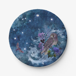 Boho Blue Zodiac Aquarius Constellation Paper Plate