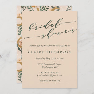 Boho Blush Botanical Moon Script Bridal Shower  Invitation