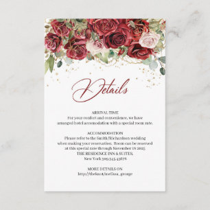 Boho blush burgundy eucalyptus gold details card