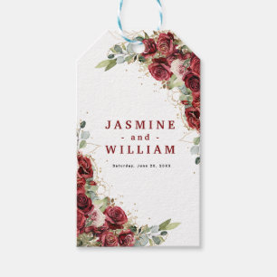 Boho Blush Burgundy Floral Gold Geometric Wedding Gift Tags