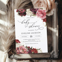 Boho Blush burgundy mauve flowers peonies baby 